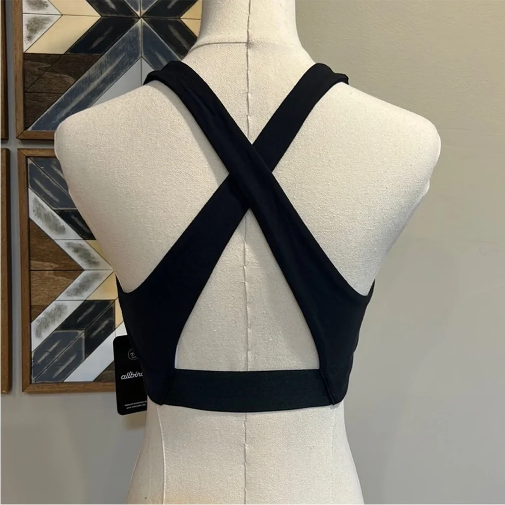 Allbirds Performance Natural Sports Bra Merino Wool Blend Black Medium NWT - Picture 2 of 7